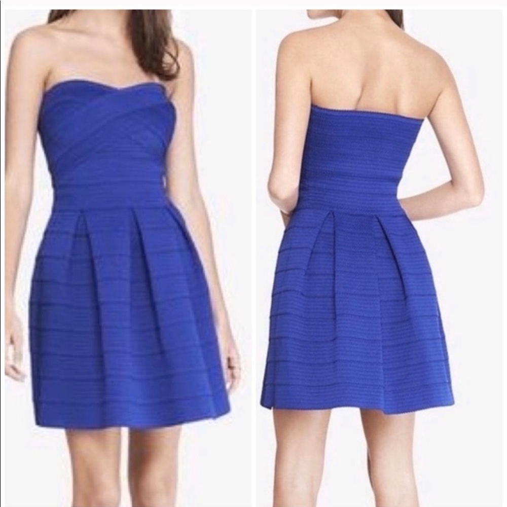 SOLD - Express Bandage Fit and Flare Dress Blue